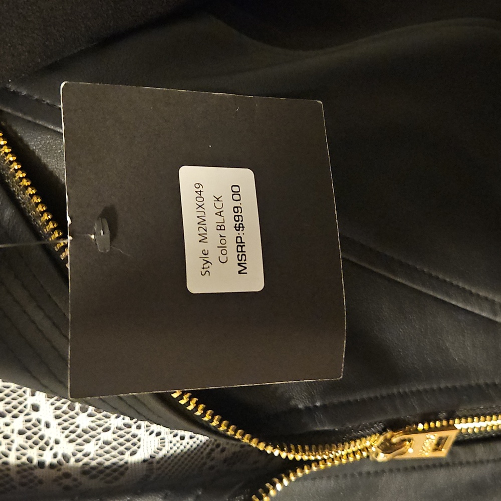 Marc New York Black Faux Leather Biker Jacket sz Small - Picture 10 of 13